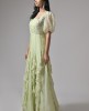 Pastel Green Organza Hand embroidered Gown